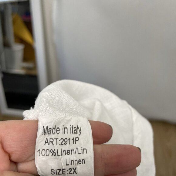 Lungo L’arno 100% Linen Tunic Short Sleeve Top White Blouse size 2X - Picture 7 of 7